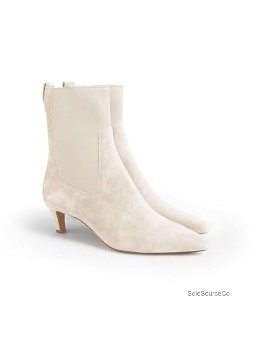 Faux Suede Ankle Boots Pointed Toe Kitten Heel Slip On Dressy Winter Booties
